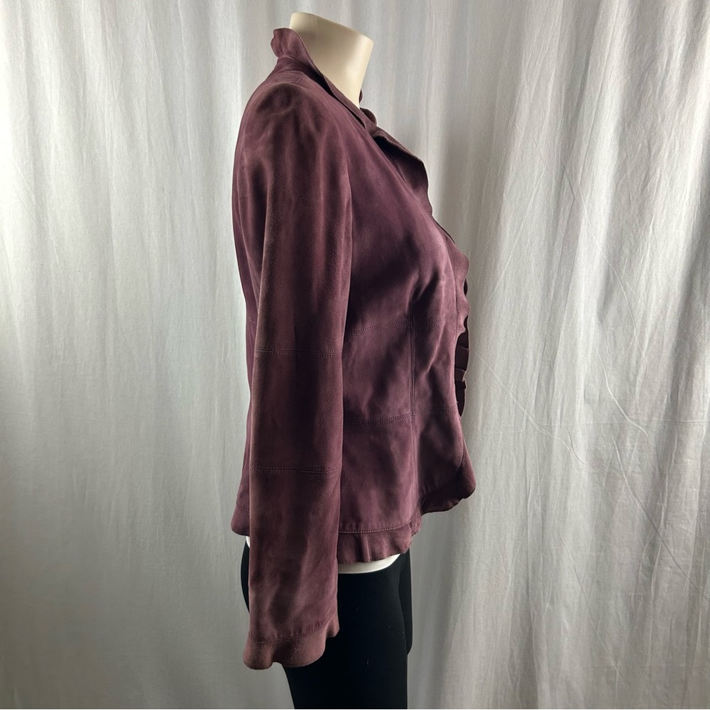 Anne Klein Plum Color Soft Suede Open Jacket 4 - Picture 3 of 11